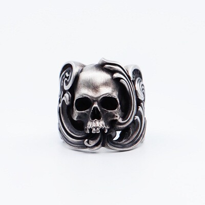 戒指铁头的店纯银骷髅磨砂做旧