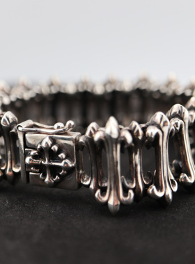 泰国AKE十字军花款925银饰手链