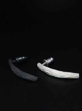 铁头的店 DETAJ小众暗黑风 黑色/白色发丝耳环女耳坠 潮流复古款