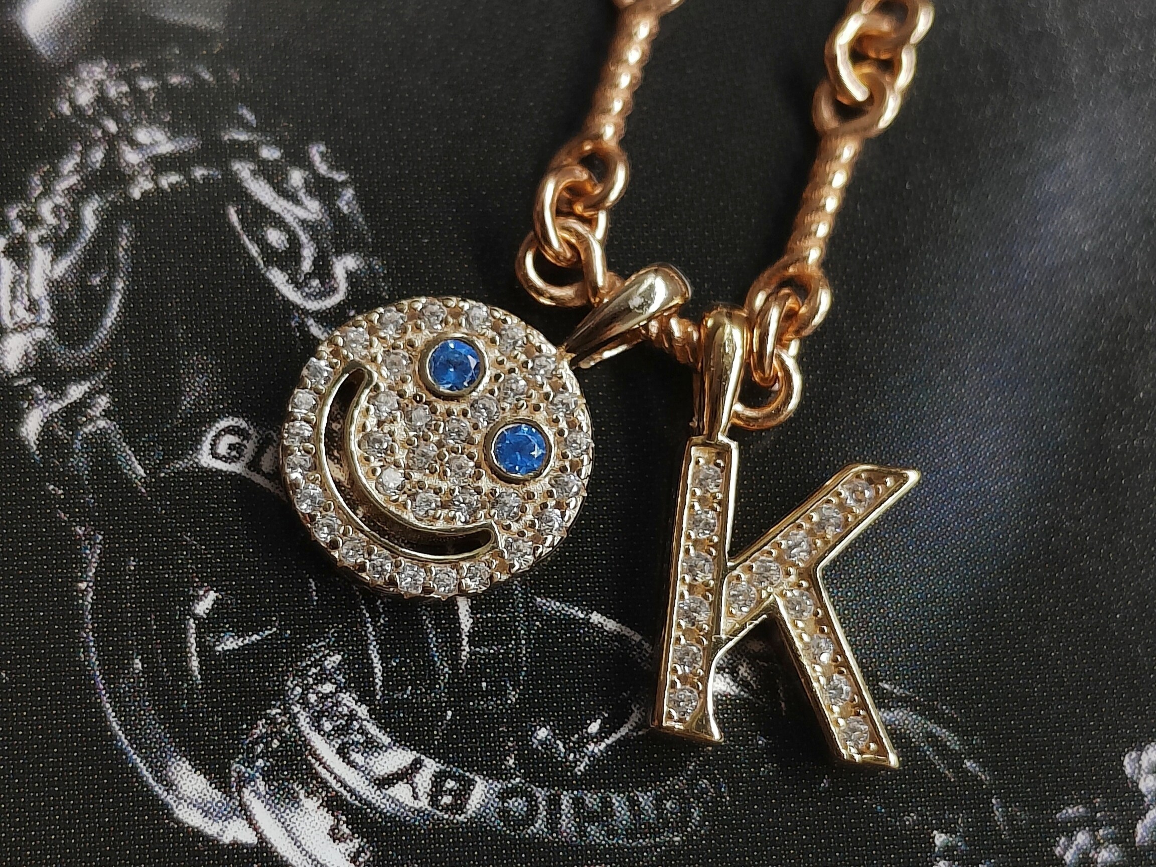 铁头的店 eyefunny风格项链 925纯银吊坠 潮流日本OK笑脸套装银饰