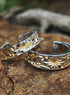 铁头的店情侣银日韩金芒星戒指