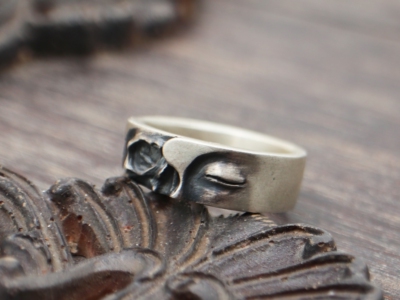 情侣纯银复古哥特暗黑阴阳脸戒指