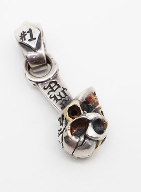 铁头的店骷髅鎏金活塞银吊坠