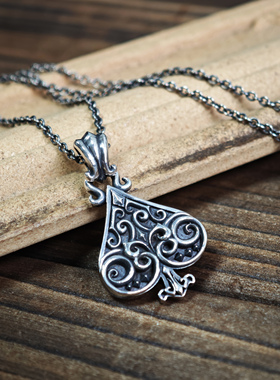 铁头的店 925银 Deal Design 复古朋克 黑桃王权吊坠