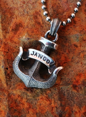 铁头的店 A-JANGO 手打熔岩做旧银矛头 船锚925纯银吊坠 锚 银饰