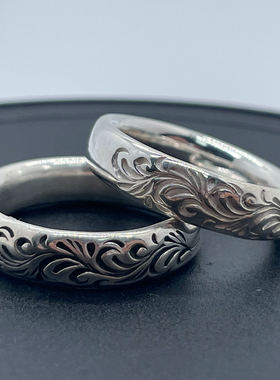 铁头的店情侣纯银唐草全手工戒指