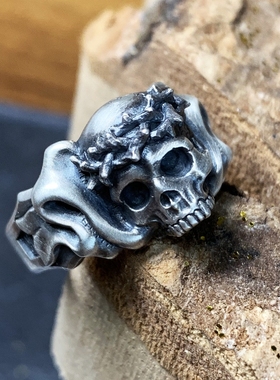 yesu骷髅戒指铁头的店纯银情侣