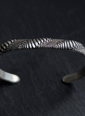 铁头的店925银暗黑风格手镯