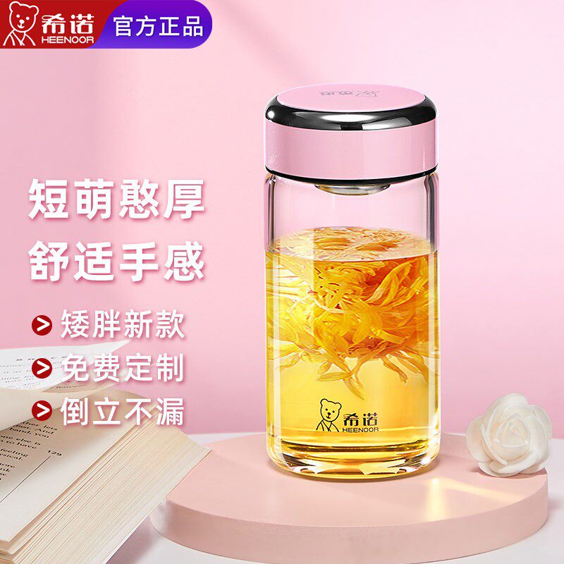 希诺加厚单层玻璃杯迷你便携喝水杯子2026新款女高颜值家用泡茶杯