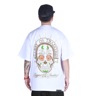 街舞小领口宽松bboy短袖 FBS BADDEST联名玫瑰骷髅款 BIGGEST T恤