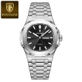 853 Silver Shell Black Surface Steel Belt Model