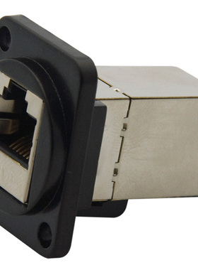 D型 黑色 铜壳屏蔽式 CAT6 RJ45 网络 母对母 直插连接器