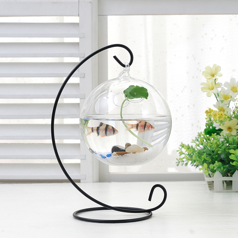 整体一体办公桌轮胎鱼缸吊挂悬挂玻璃放种养苔藓花瓶养鱼斗鱼专用