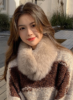 古灵阁狐狸毛围脖冬季真毛毛领子