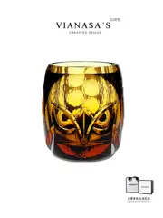 Vianasa's High-End Handmade Owl Edo Kiriko Crystal Wine Glass, Personalized Whiskey Glass, Foreign Wine Glass
