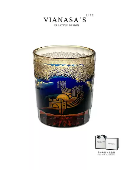 Vianasa's Great Wall Niche High-End National Trend Handmade Cup Edo Kiriko Whiskey Glass Gift