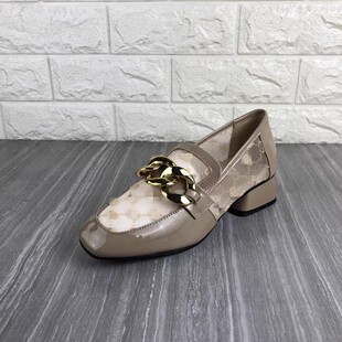 断码特价处理真皮女鞋头层牛皮网纱休闲单鞋百搭低跟透气乐福鞋