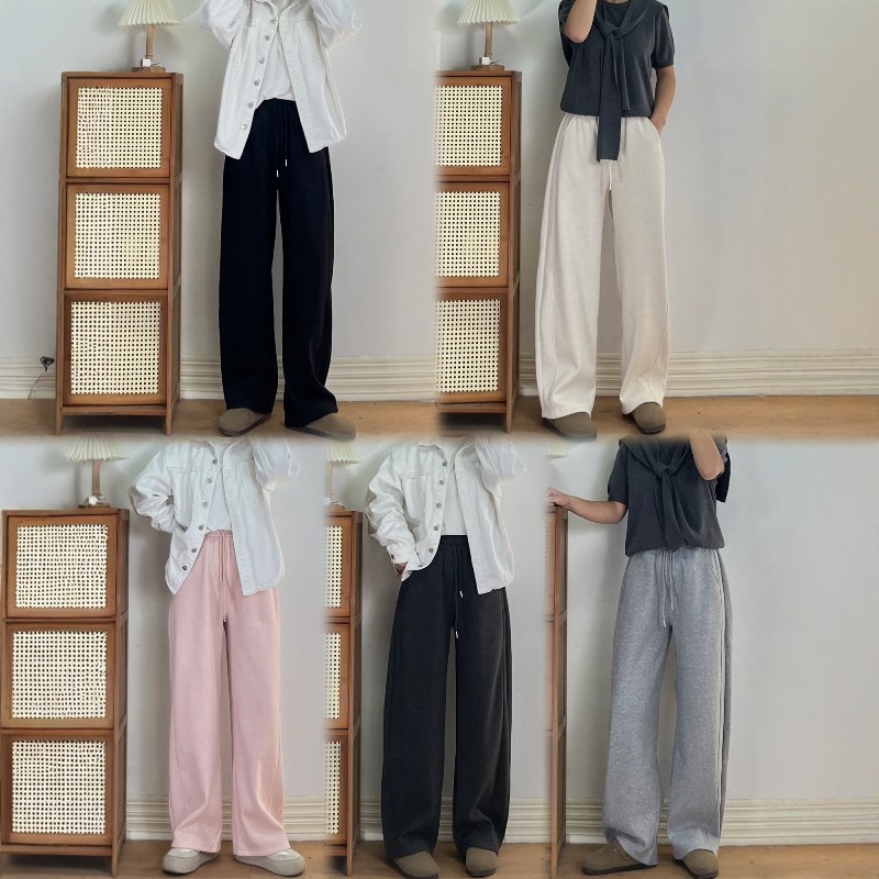 秋冬加厚绒松紧腰抽绳遮胯显瘦直筒弯刀裤女宽松阔腿休闲长裤子,女装/女士精品,卫裤,淘宝优惠券,粉丝福利购,淘宝优惠卷