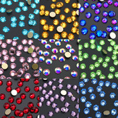 SS16平底4.0mm1440颗圆形金底8大8小太阳花切面美甲钻特级钻整包