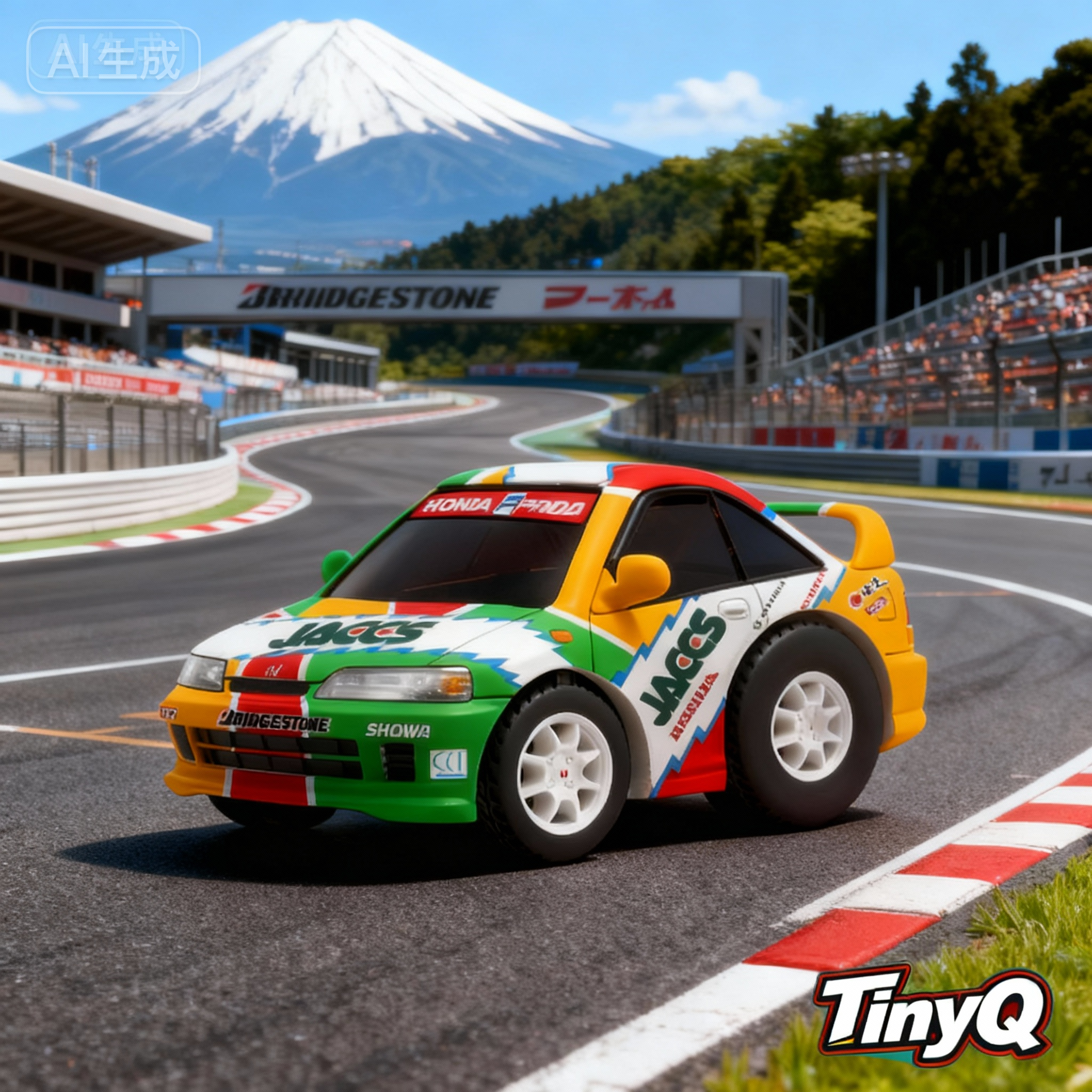 TinyQ正版 本田DC2 赛车 1:64 汽车模型仿真合金Q版车蛋车 礼物