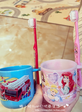 日本Skater儿童卡通kitty迪士尼公主爱莎带牙刷漱口杯刷牙杯套装
