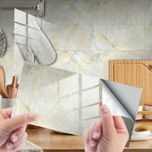 玉色仿大理石纹瓷砖贴地板楼梯墙面厨房浴室美化防油水装饰墙贴纸