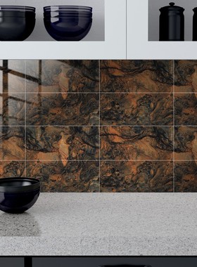 土黑色仿大理石瓷砖贴地板楼梯浴室厨房翻新改造遮丑装饰画墙贴纸