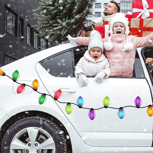 圣诞节灯泡汽车贴磁性蜂窝晶格反光贴节日遮丑装饰冰箱车库铁门贴
