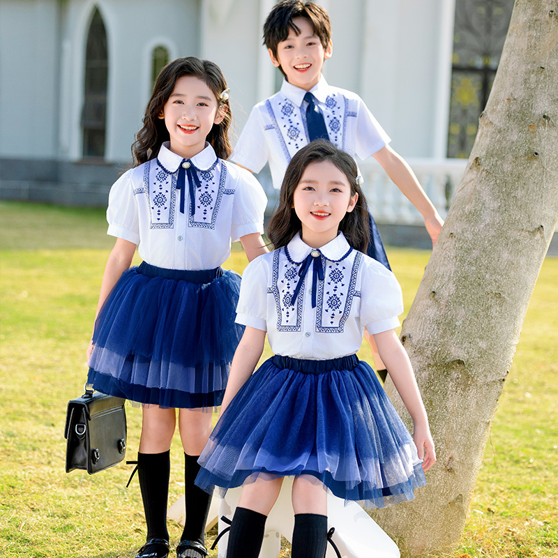 儿童演出服小学生毕业服夏季短袖