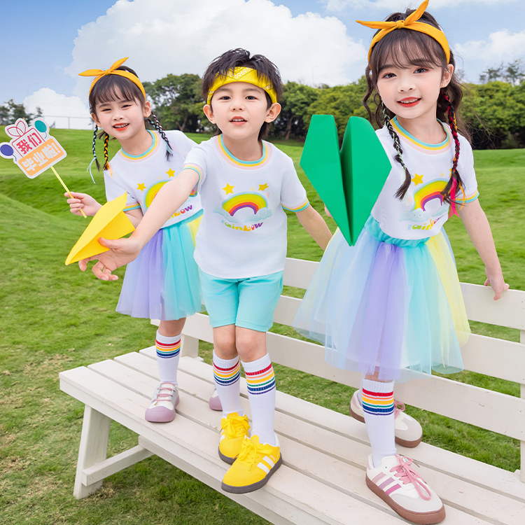 儿童演出服小学生合唱服夏季短袖国风毕业照幼儿园表演服装