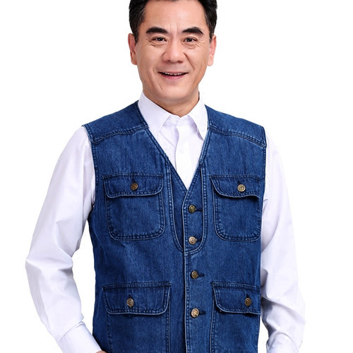 休闲大码爸爸装宽松外套牛仔背心