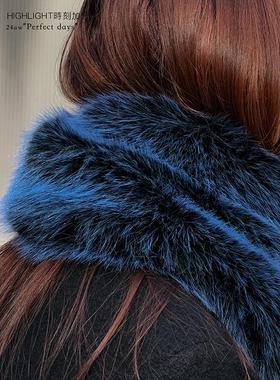 HIGHLIGHT加分24aw 彩色狐狸毛仿皮草高级围巾围脖 两用/可做翻领