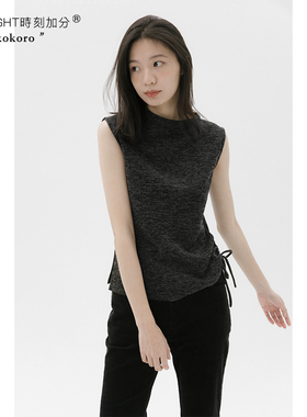 HIGHLIGHT加分23ss聪明的绑带 不对称领口时髦小心机修身针织背心