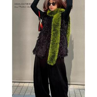 HIGHLIGHT加分24aw时髦利器 彩色狐狸毛仿皮草点睛细长但保暖围巾