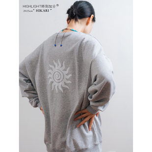 太阳印花卫衣 舒适宽松中性风个性 HIGHLIGHT加分23aw 逐光之人