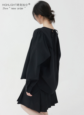 HIGHLIGHT加分25AW 黑色天才 显瘦高级剪裁柔软格设计感秋冬衬衫