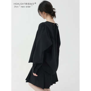 HIGHLIGHT加分25AW 黑色天才 显瘦高级剪裁柔软格设计感秋冬衬衫