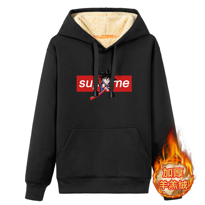 羊羔绒冬季加绒加厚休闲连帽外套运动卫衣男A163-G6319-P55图片