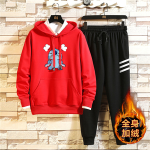 纯棉连帽卫衣套装2020冬休闲加绒两件套A163-MJ7758-P95图片