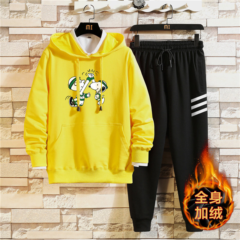 宽松冬款加厚运动男士连帽印花卫衣潮流A163-MJ7759-P95图片