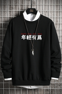 2021春秋季新款男士圆领套头卫衣日系大码针织外套A163-8813图片
