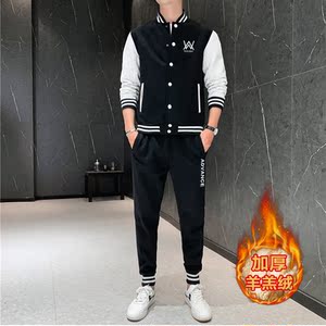 2020年冬棒球服运动套装运动休闲外套男A163-504-P110,蓝色格子大衣怎么搭配男图片