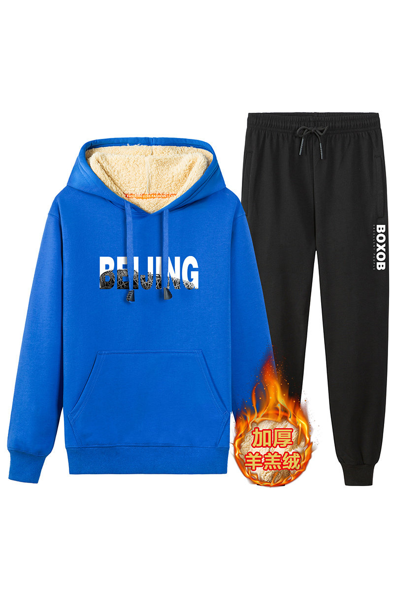男士冬季加绒加厚休闲运动服连帽卫衣套装A163-YG1112-P95,男装卫衣,星座211-1