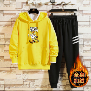 潮流青春休闲运动加绒加厚男士卫衣冬款连帽A163-MJ7760-P95图片