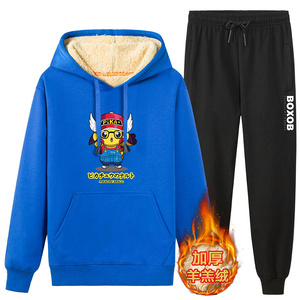 连帽套装男冬加绒加厚卫衣韩版休闲运动A163-YG1181-P95图片