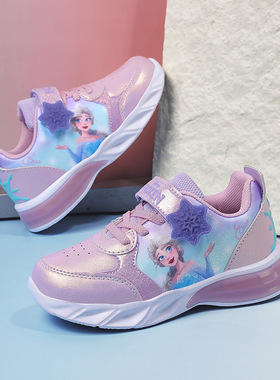 girls' glowing sneakers frozen kids anti-slip shoes cartoon