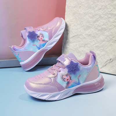 girls' glowing sneakers frozen kids anti-slip shoes cartoon