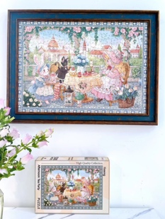 kessing拼图可爱风500片尺寸53*38CM兔兔下午茶治愈系拼