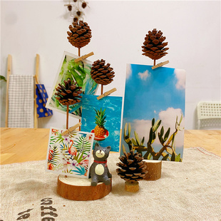 森系松果照片夹桌面摆件创意相框相架摆台布置ins客厅装饰lomo3寸