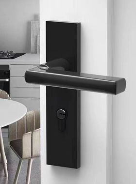 黑色门锁室内磁吸门锁卧室静音门锁实木门锁套装通用型门把手锁具